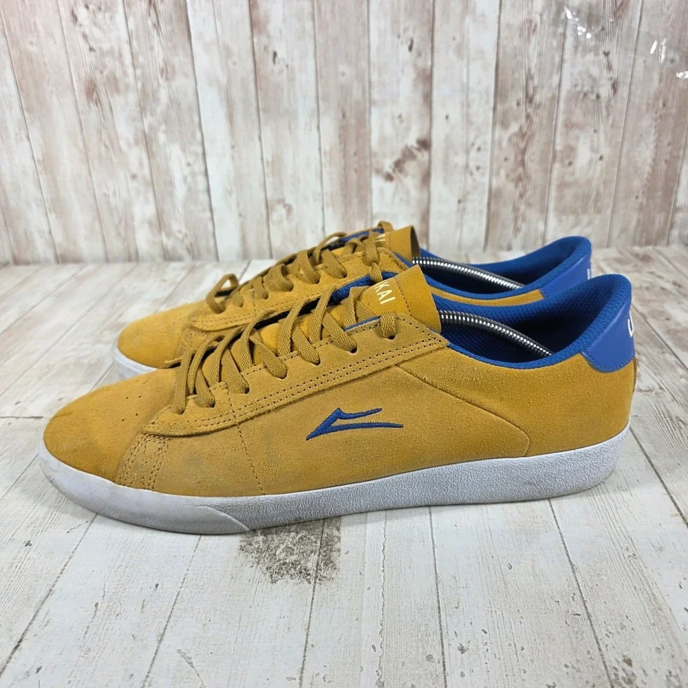 Lakai Newport Mens Suede Skate Shoes Mustard Yellow Blue MS120-0245 Size 13